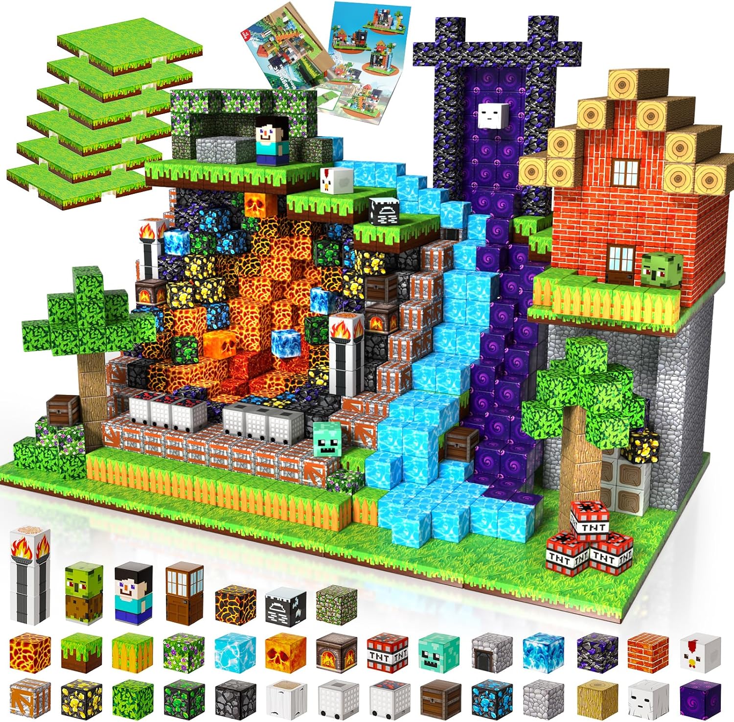 Detalle de 200-Piece Magnetic Building Blocks with 6 Base Plates – STEM Construction Toy for Kids Aged 3-8