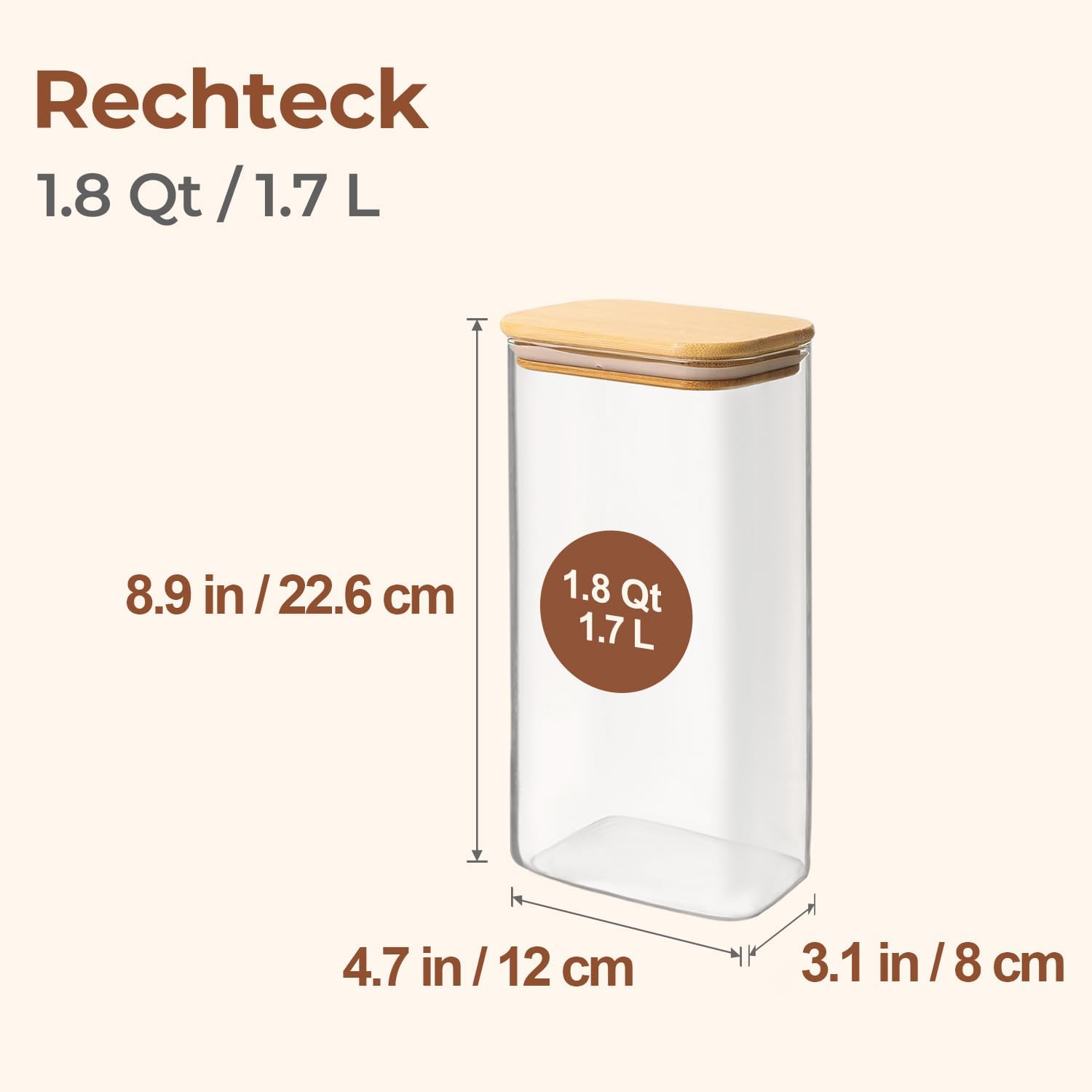 Thumbnail 1 de ComSaf 3er-Set Vorratsgläser mit Deckel (luftdicht), 1.700 ml – Glasbehälter für Küche & Vorrat