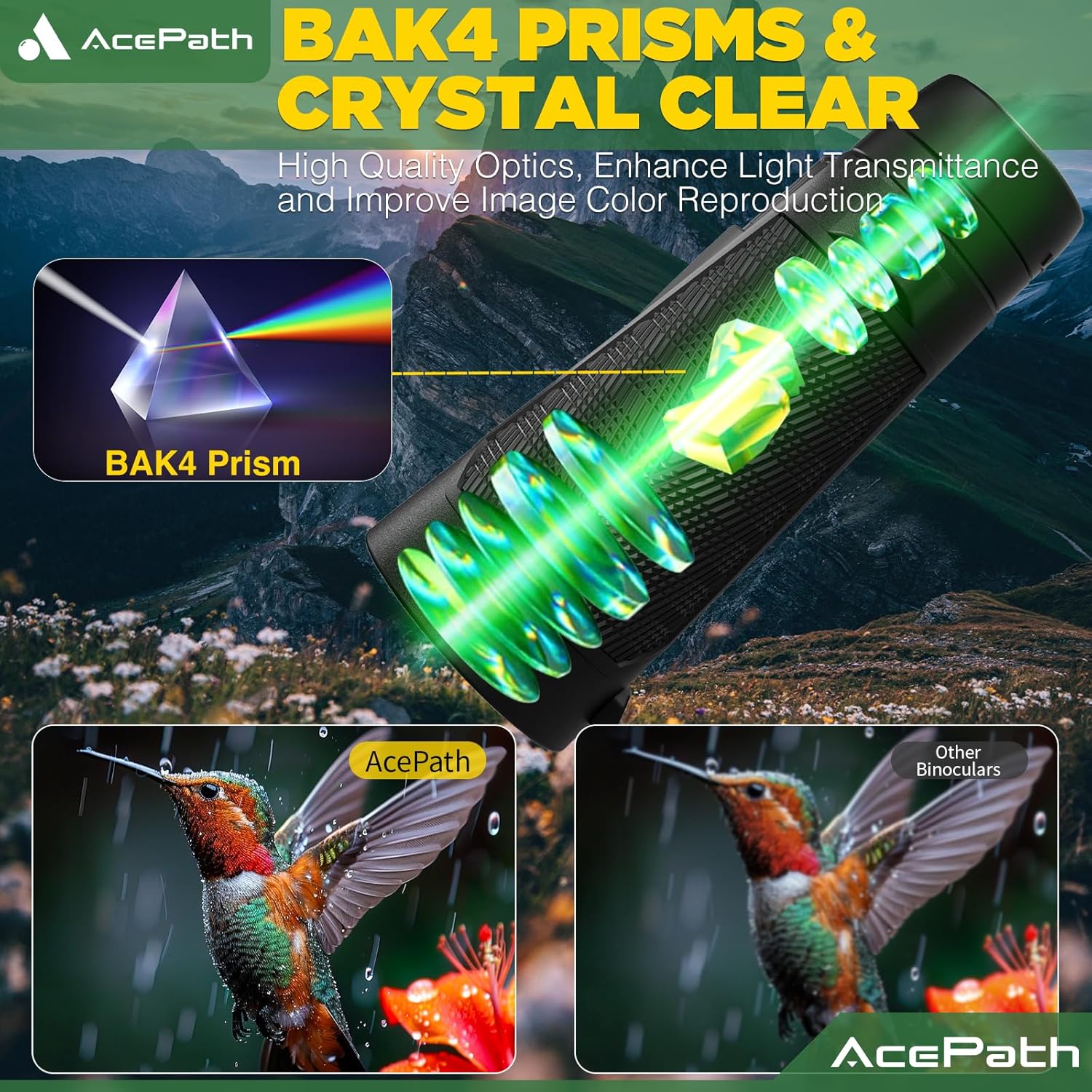 Thumbnail 2 de AcePath 15x56 Binoculars for Adults — Compact Waterproof High-Powered Glasses-Friendly Optics