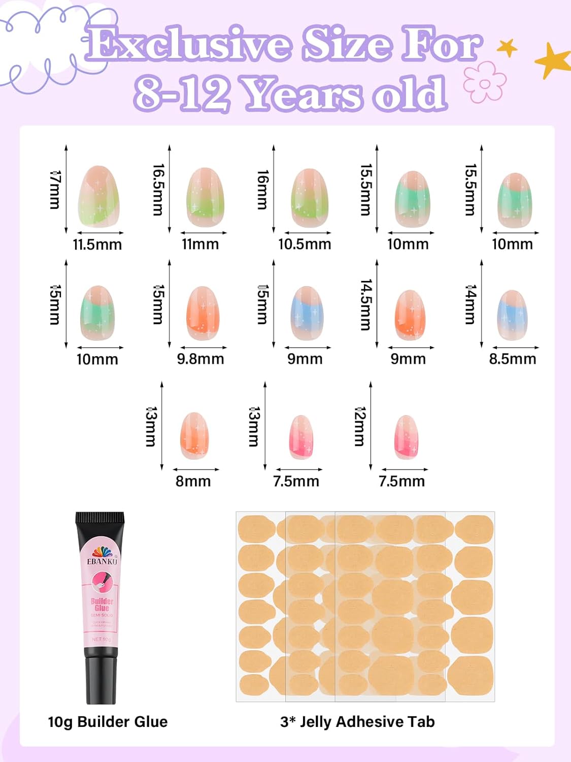 Thumbnail 2 de Kids press on nails set, 78 pieces