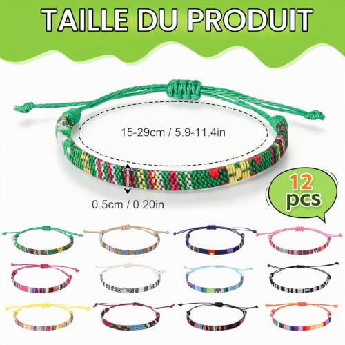 Thumbnail 1 de Coicok 12 Pièces Bracelet Enfant – Bracelets Tressés Réglables Multicolores et faits à la main