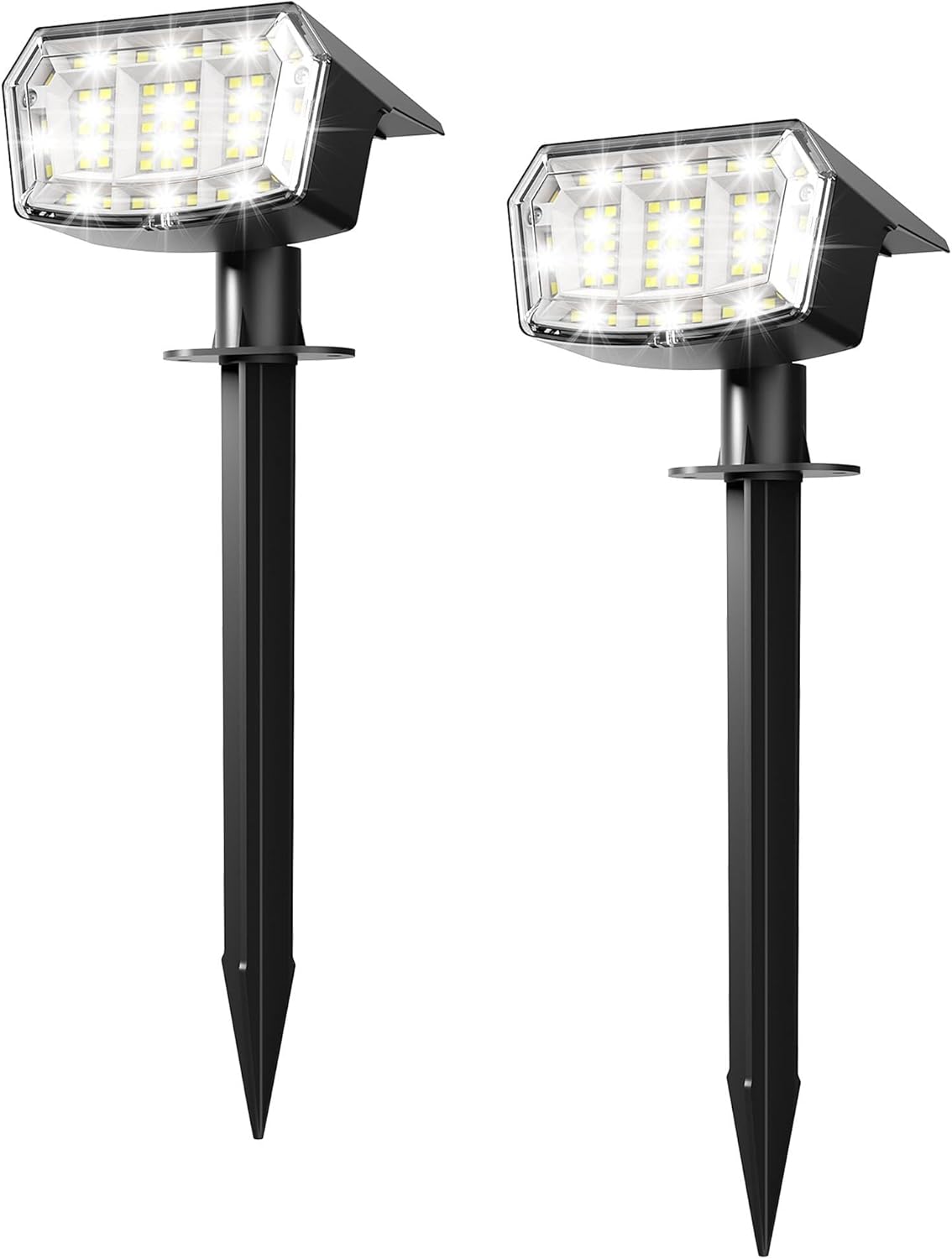 Detalle de PATIOPIA 63-LED Solar Spot Lights for Outdoor Gardens (2 Pack) – IP65 Weatherproof, 3 Modes