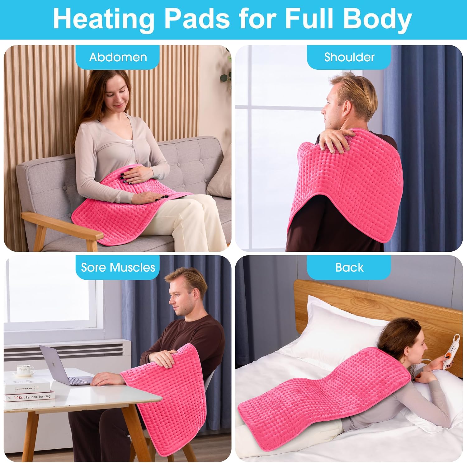 Thumbnail 1 de BOILEAU Extra-Large Electric Heating Pad, 17" x 33", 3 Heat Settings