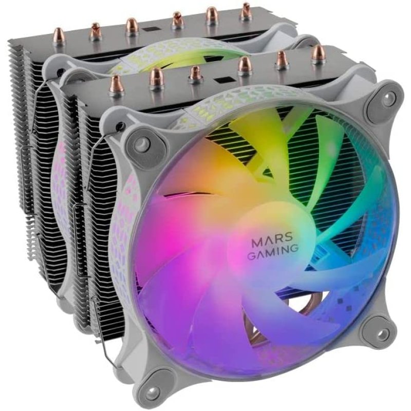 Detalle de Mars Gaming MCPU-XT ARGB de doble ventilador (120 mm) en blanco