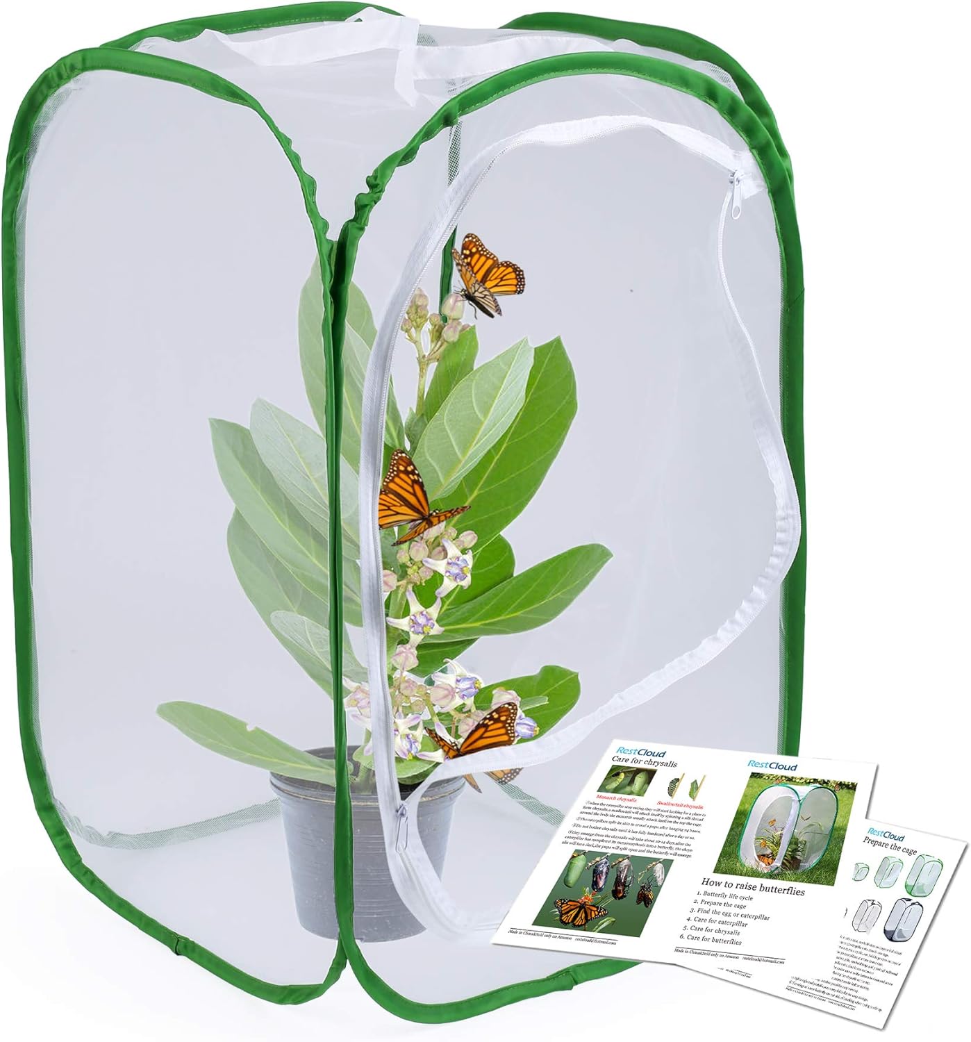 Detalle de 23.6-Inch Large Butterfly Habitat Insect Cage: Pop-Up Clear-View Enclosure