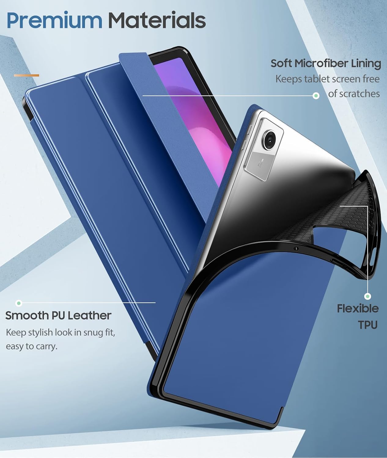Detalle de MoKo Cover Lenovo Idea Tab 11 (2025) – Custodia ultrafine con porta penna, stand trifold e auto wake/sleep