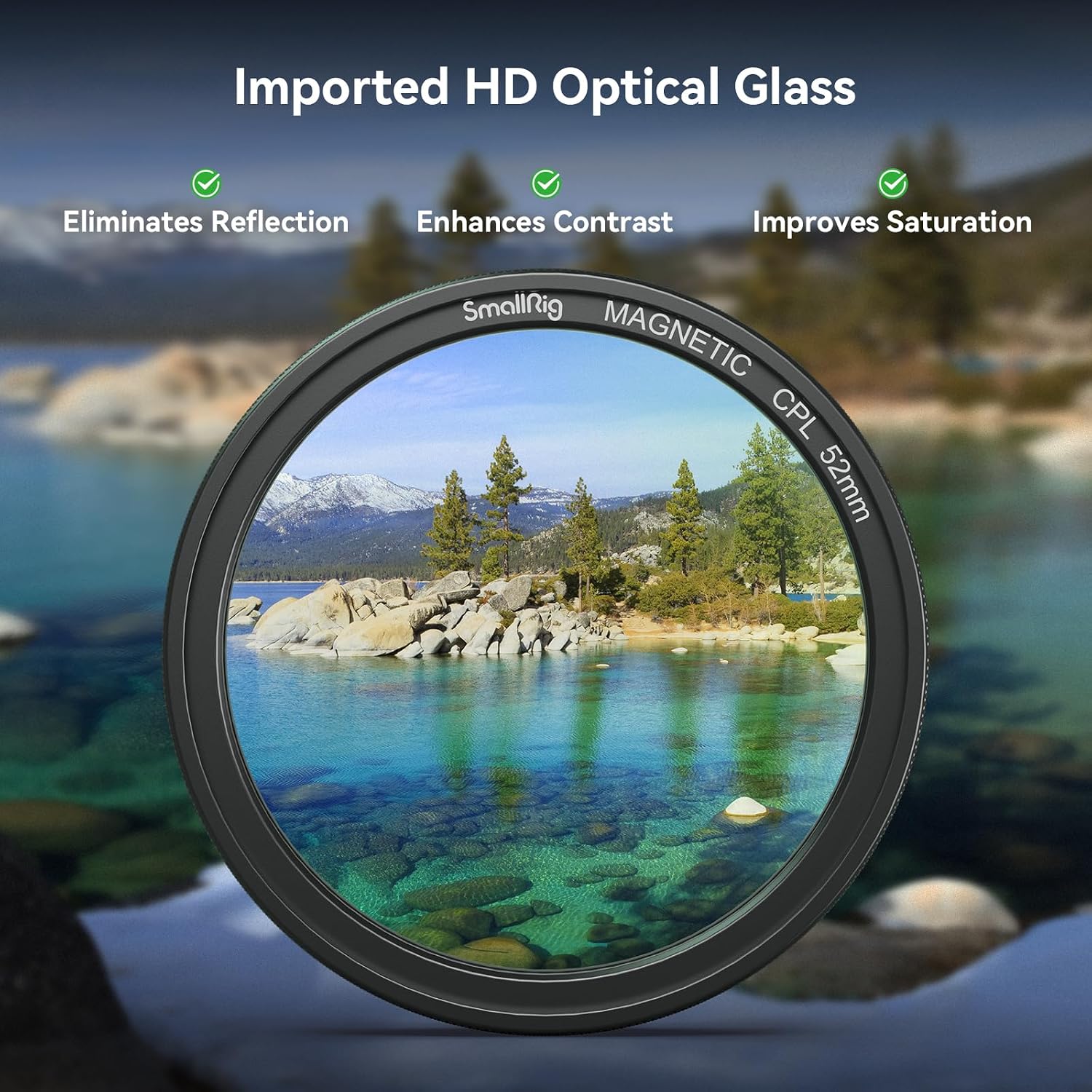 Detalle de SMALLRIG Filtre Polarisant Circulaire Magnétique 52 mm — Cadre ultra fin et verre HD