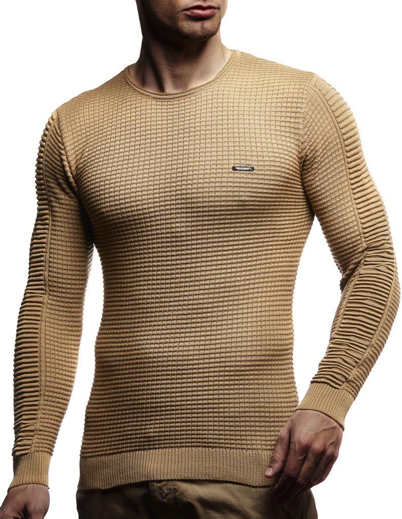 Detalle de Leif Nelson LN1545 – Pull à capuche en tricot pour homme, coupe ajustée