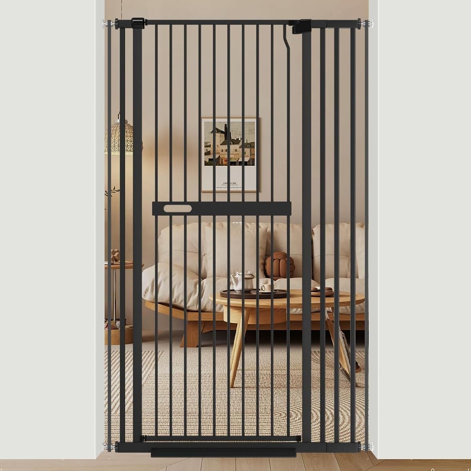 Detalle de Xifamniy 61.02" Extra Tall Cat Gate Wide Pressure Mounted with Auto-Close