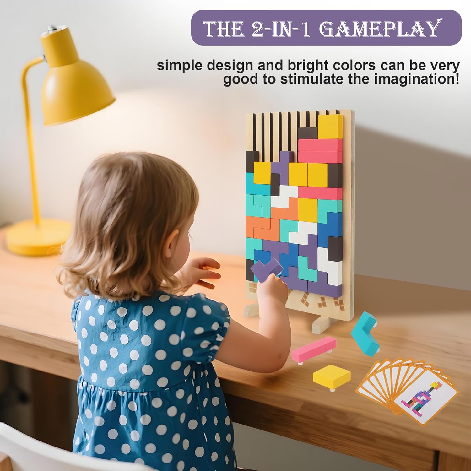 Thumbnail 4 de ACOMTUO Gioco Impilabile in Legno Tetris – Puzzle educativo per bambini (10 carte)