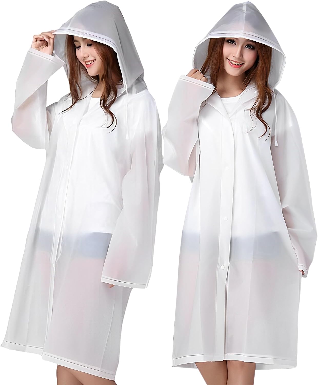 Thumbnail 4 de Cosowe 2-Pack Adults Rain Poncho with Hood — Reusable EVA Rainwear, Lightweight & Packable