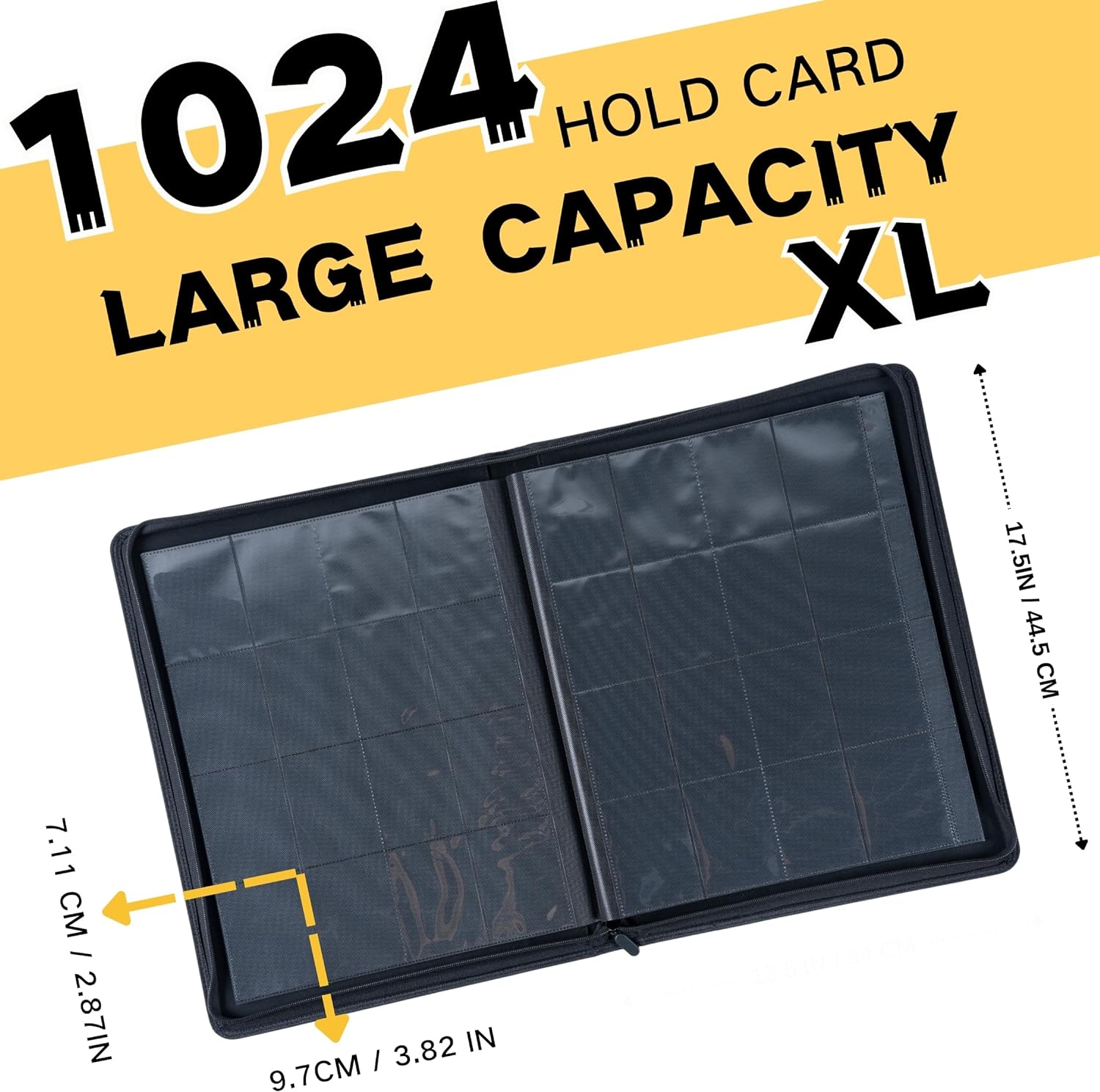 Thumbnail 2 de KUOOKING 1000+ Pockets Trading Card Binder (16 Pockets) — Zippered Binder for MTG, Sports Cards & Standard-Size Sleeves, Black