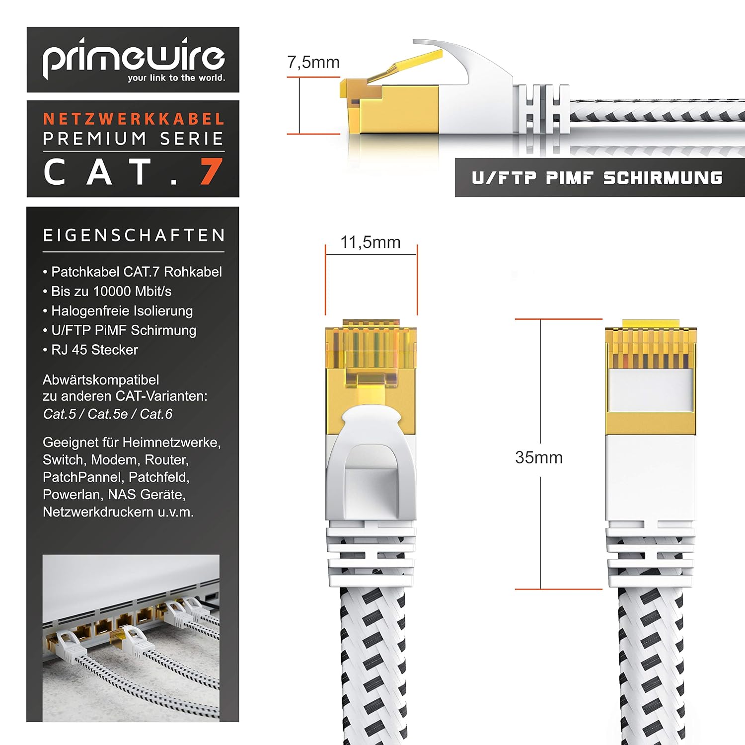Detalle 2 de CSL 20m Cat7 Netzwerkkabel Flach