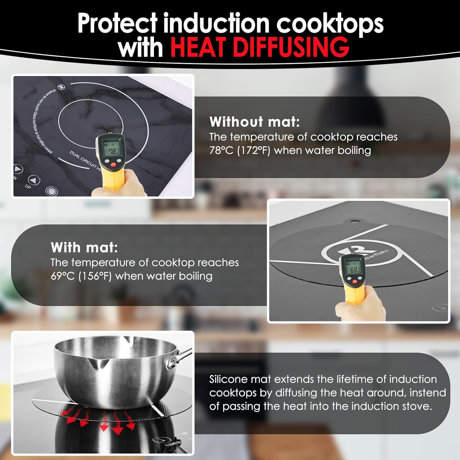 Thumbnail 3 de Induction Cooktop Protector Mat Silicone