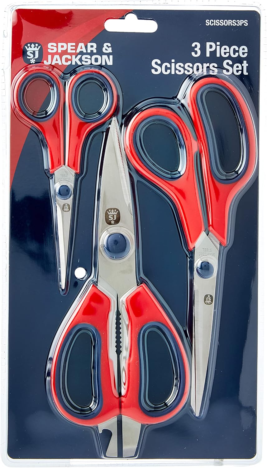 Detalle de Spear & Jackson SCISSORS3PS – 3-teiliges Scheren-Set mit rostfreien Klingen und ergonomischen Griffen
