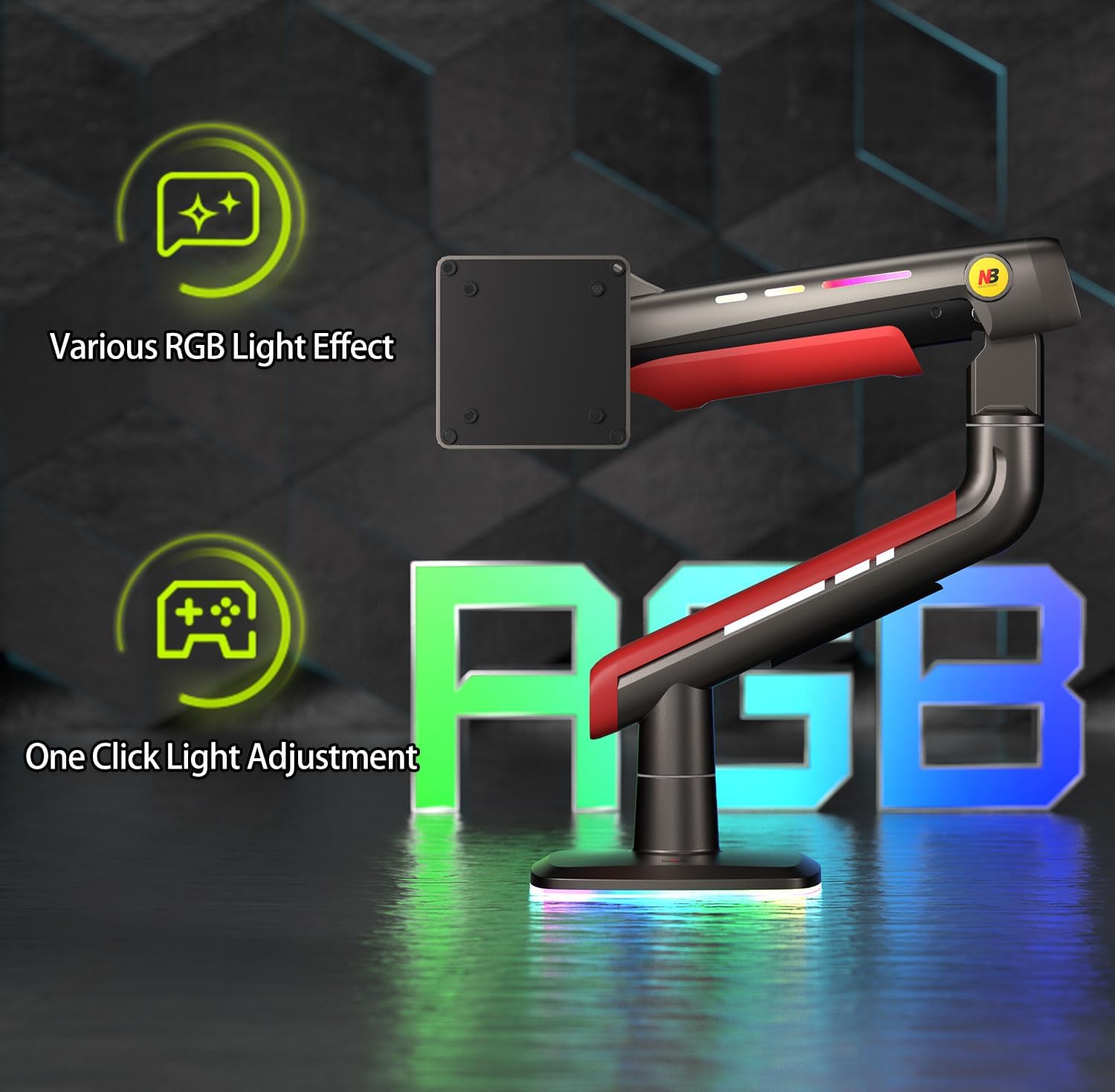 Thumbnail 5 de NB Ergonomic Braccio Monitor per schermi 32–60 pollici, supporto resistente fino a 20 kg, VESA 75/100, rosso