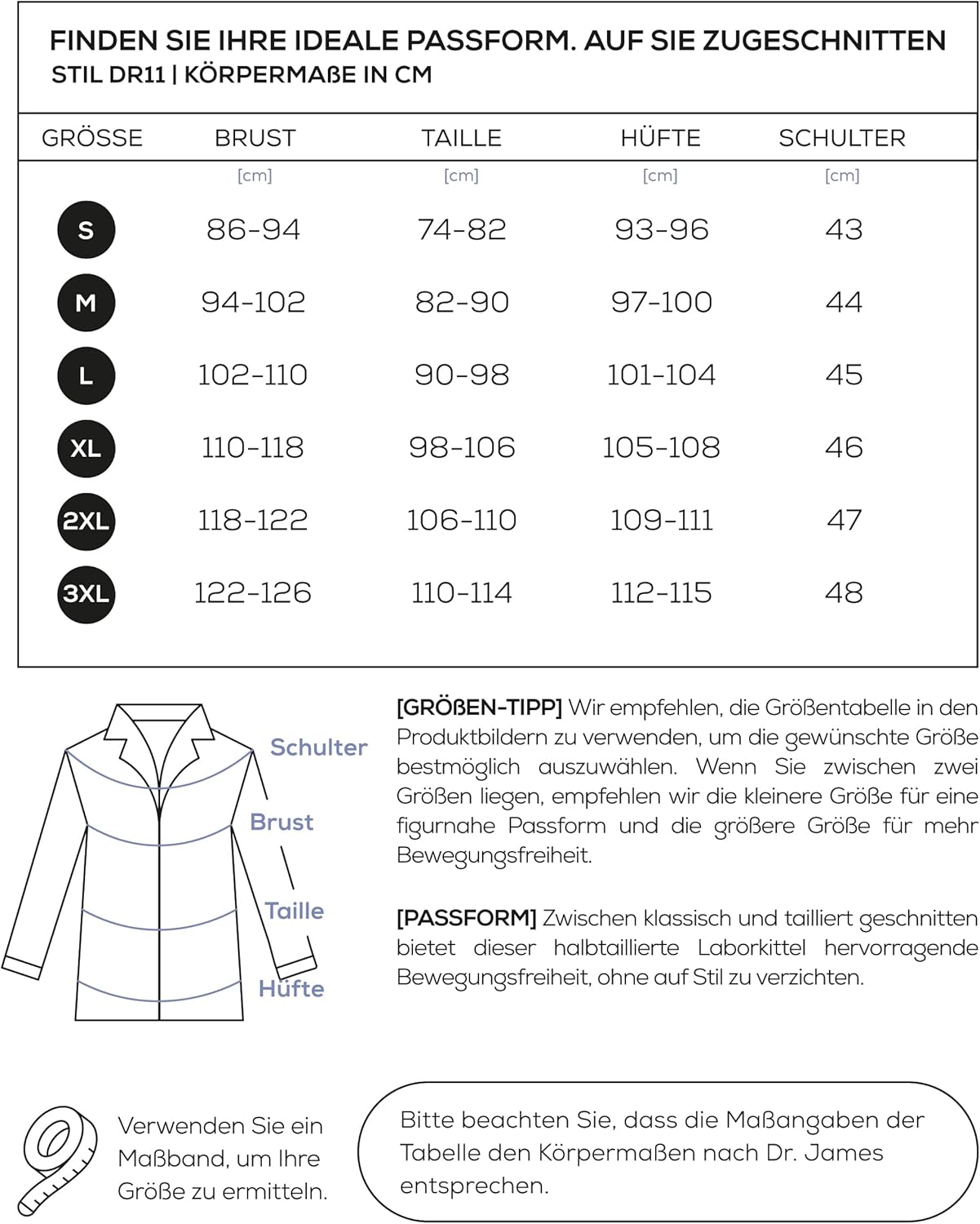 Thumbnail 4 de Dr. James Premium Lab Coat for Men with Smartphone Pockets, Tailored Fit, 38" Length