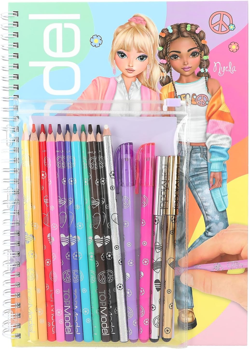 Detalle de Depesche TOPModel Malbuch Set – 76 Seiten inklusive Malvorlagen, Stiften und Stickerbogen