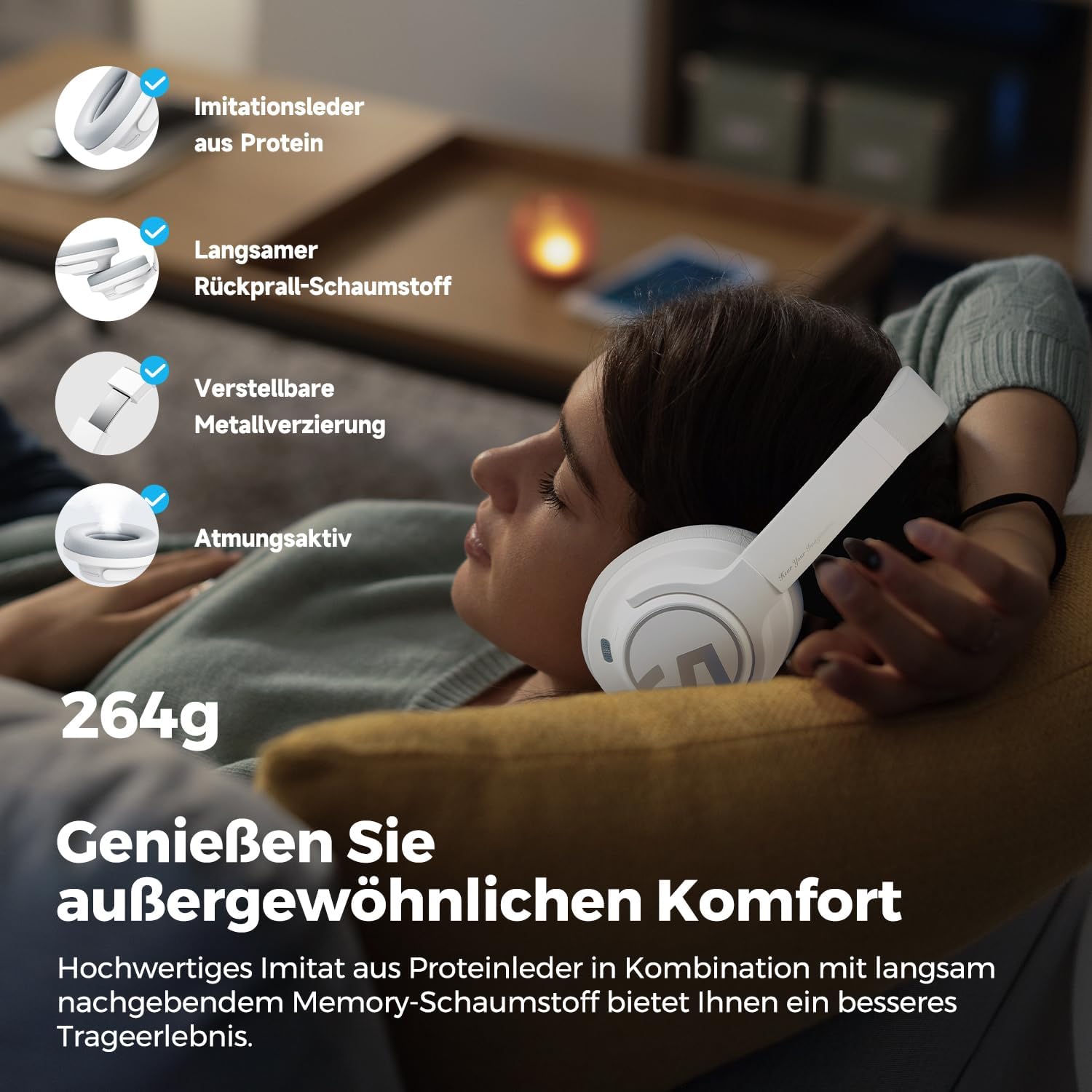Thumbnail 3 de SoundPEATS Space Bluetooth Over-Ear Kopfhörer Hybrid-ANC (Bluetooth 5.3, 40-mm-Treiber, bis 123 Std.)
