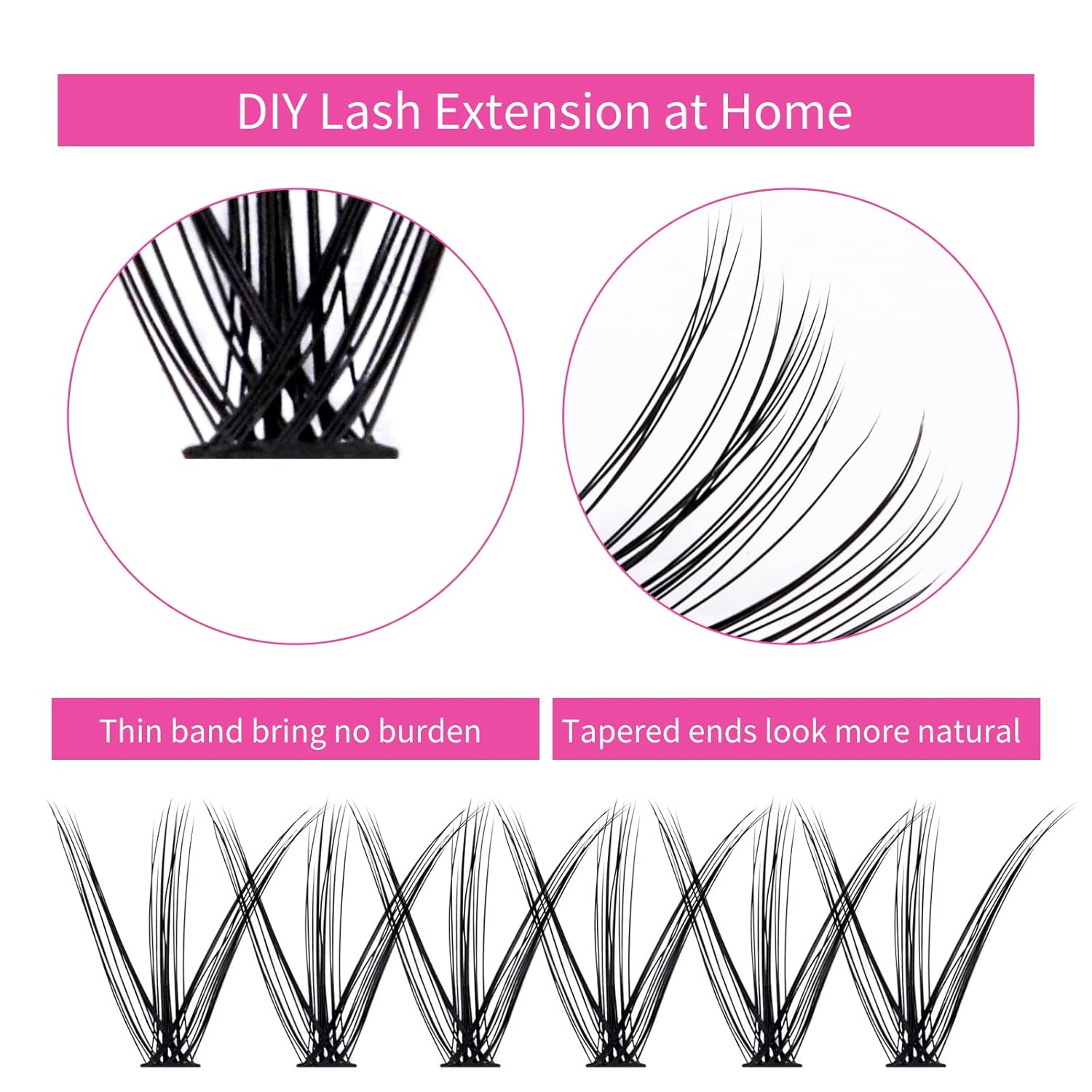 Detalle 2 de Fadlash 240 Stück künstliche Wimpern – 30D/40D Cluster, 0,07 mm, D Curl, 11 mm – DIY Verlängerung