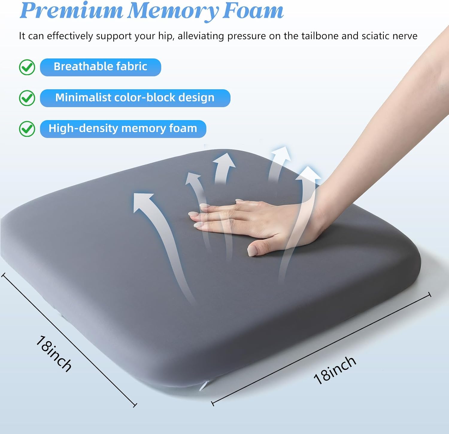 Thumbnail 1 de SheRest QYX-SPZD-HUI-XL X-Large Memory Foam Seat Cushion with Straps