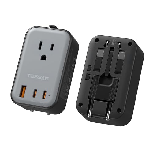Detalle de TESSAN Travel Adapter 009: PD 20W Universal Power Adapter with 2 USB-C and 1 USB-A