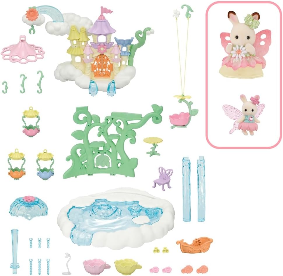 Detalle de Sylvanian Families Skytop Feeënkasteel speelset met bloemenattracties