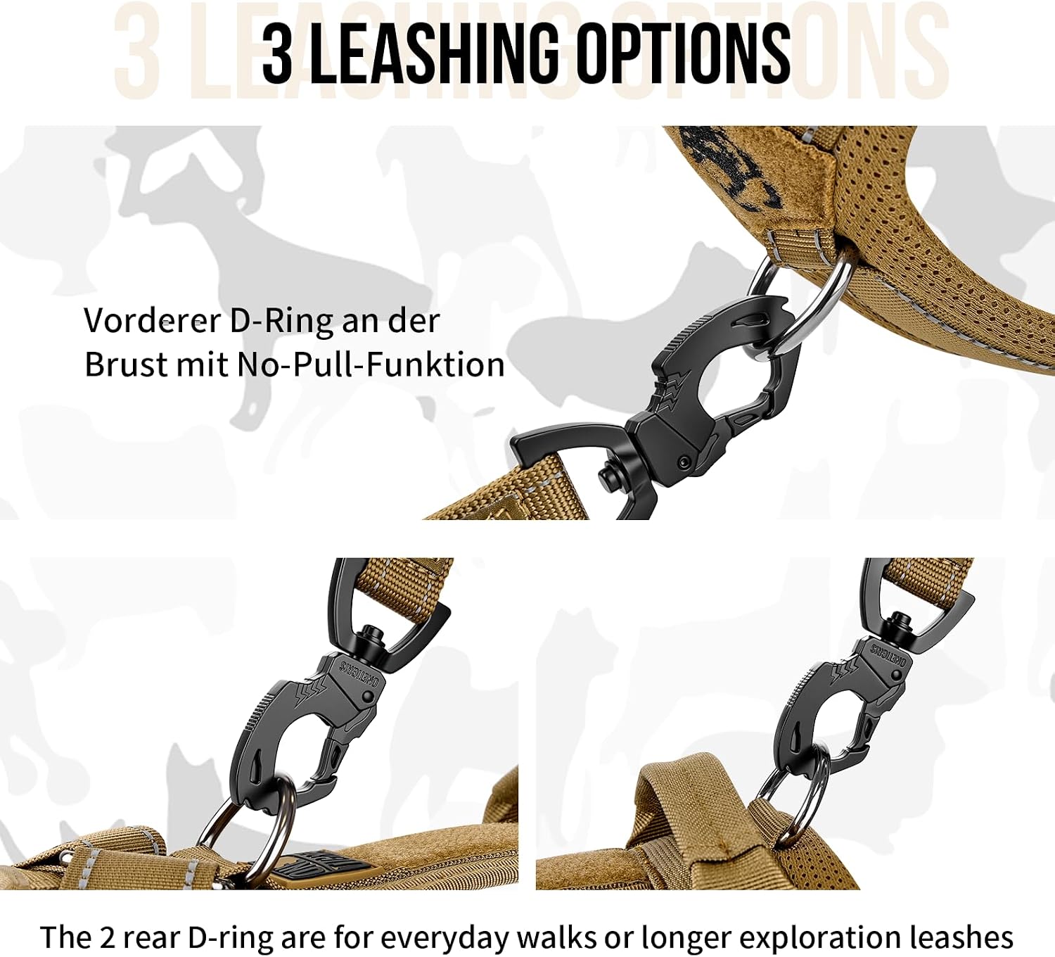 Detalle de OneTigris Diesel No Pull Dog Harness (Large) with Reflective Trim, Chest Padding and 1 Handle