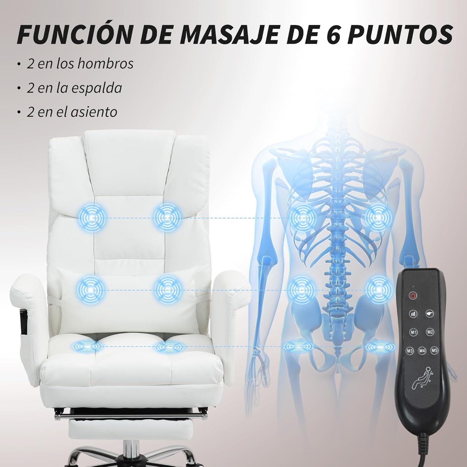 Thumbnail 3 de HOMCOM Silla de Oficina masajes 6 puntos