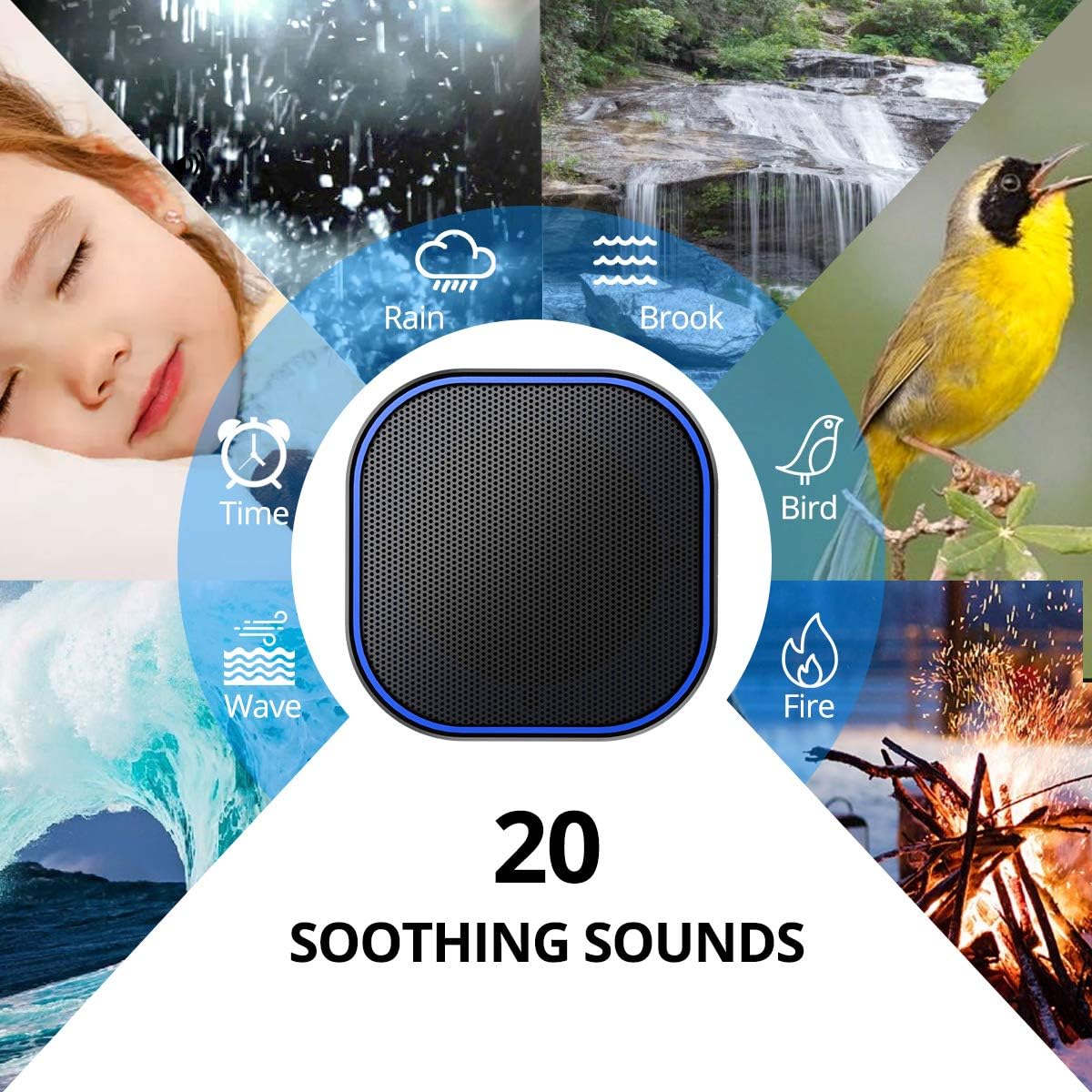 Thumbnail 1 de Magicteam Sound White Noise Machine with 20 Non-Looping Sounds and Memory Function