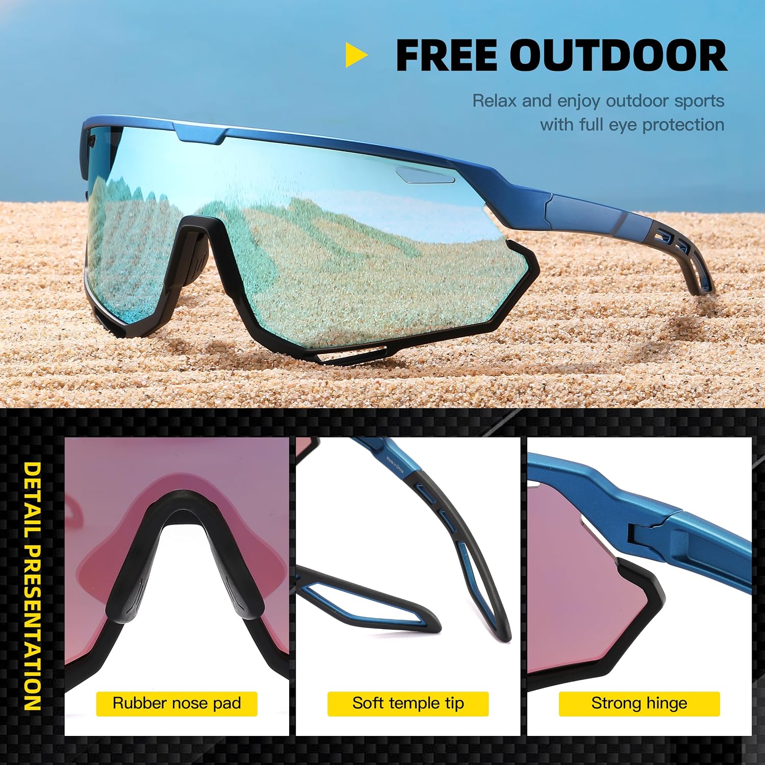 Thumbnail 6 de SINSPORT eyewear Occhiali sportivi da sole con protezione UV400 per ciclismo, corsa e guida