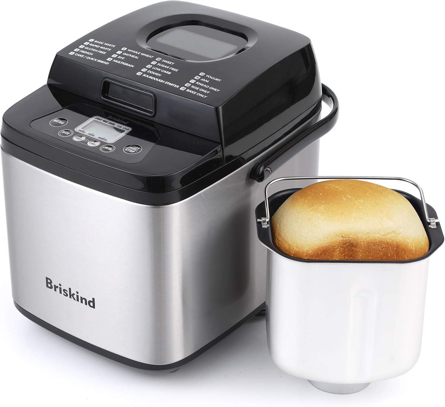 Detalle de Briskind BM8605 Compact Bread Maker, 19 Menus, 1 and 1.5 lb Loaves