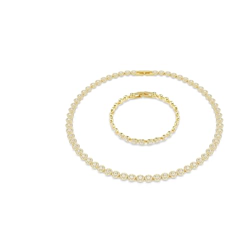 Detalle de Conjunto Swarovski Una Angelic: Collar y Pulsera con pavé transparente en tono oro