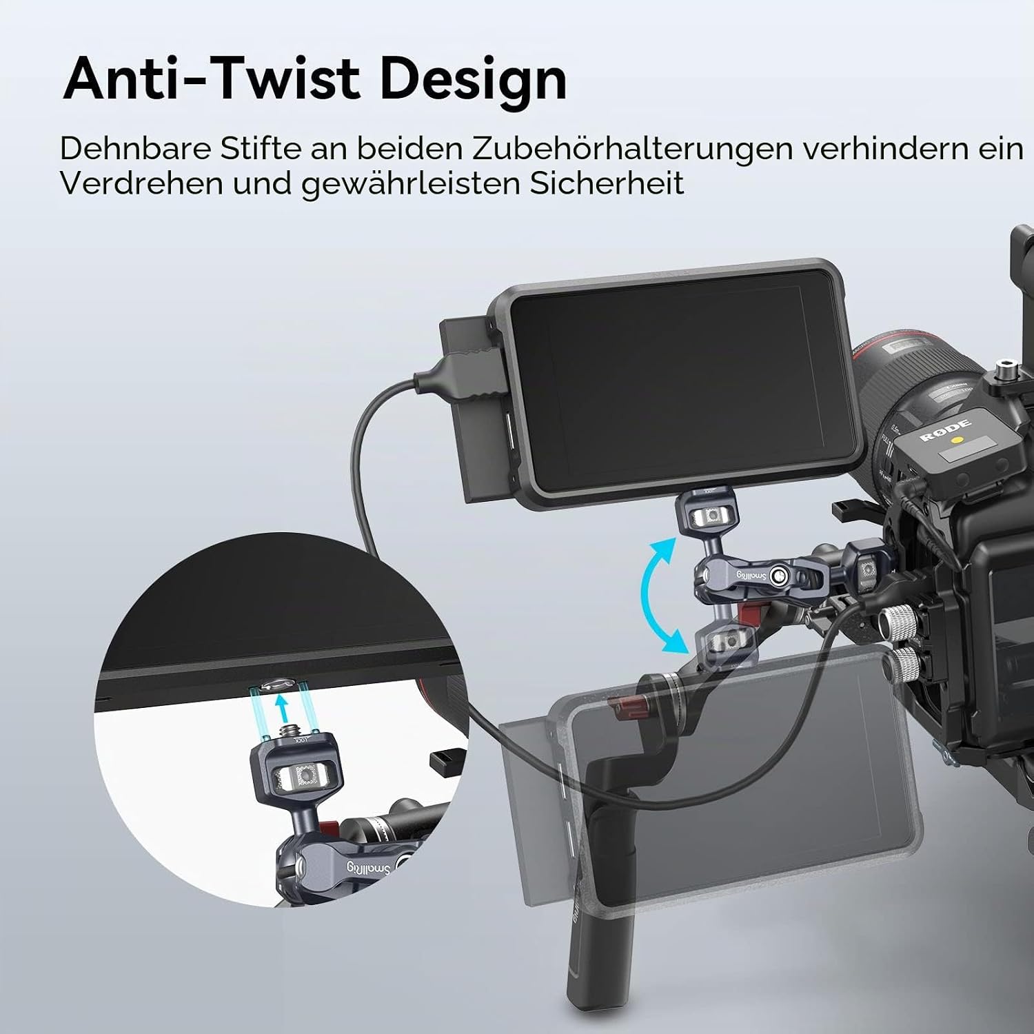 Thumbnail 2 de SMALLRIG 3873 Dual Ball Heads Magic Arm mit 1/4"-20 Schrauben, 6 kg Traglast, 88 g