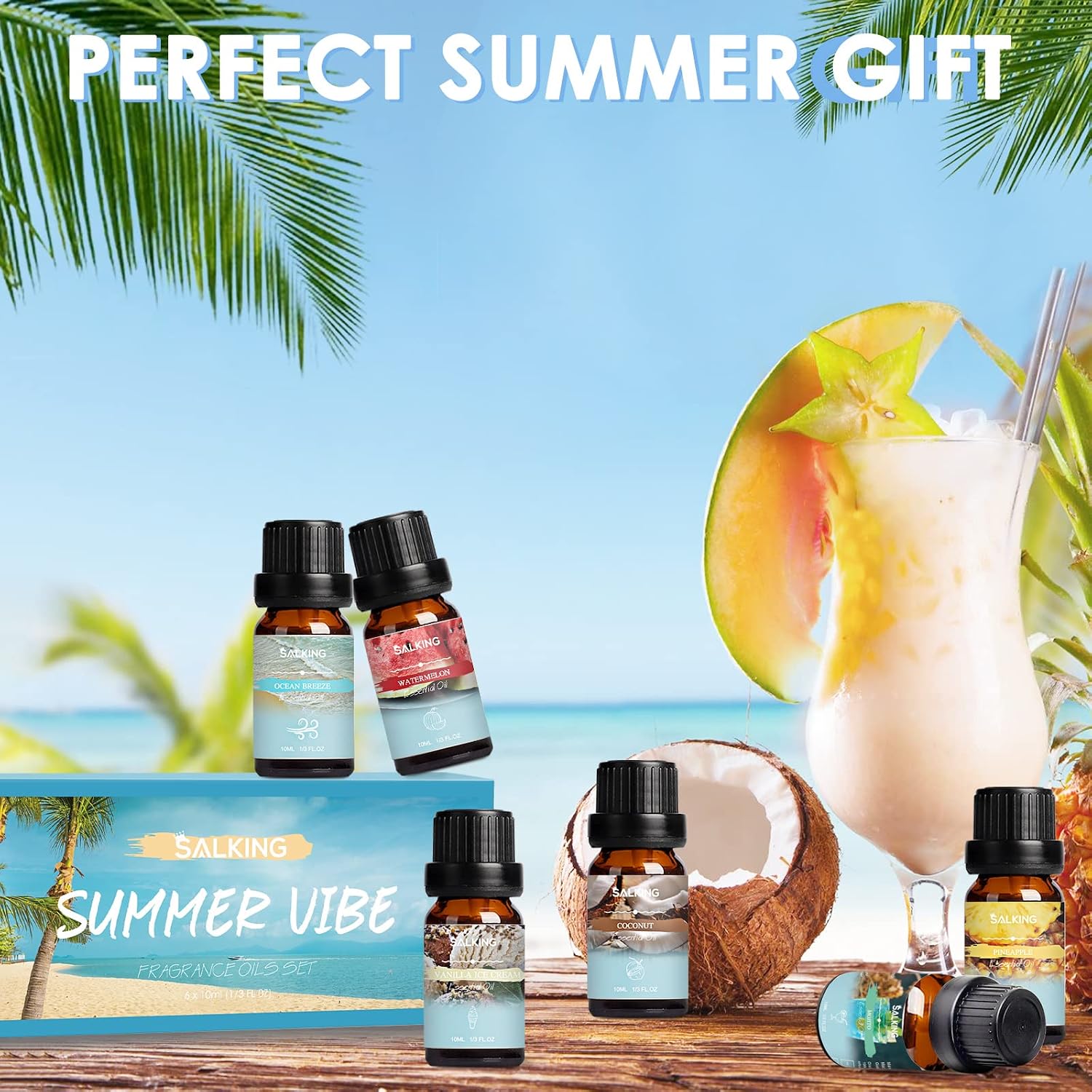 Thumbnail 5 de SALKING zomer etherische-olieset, 6 x 10 ml met zes zomerse geuren