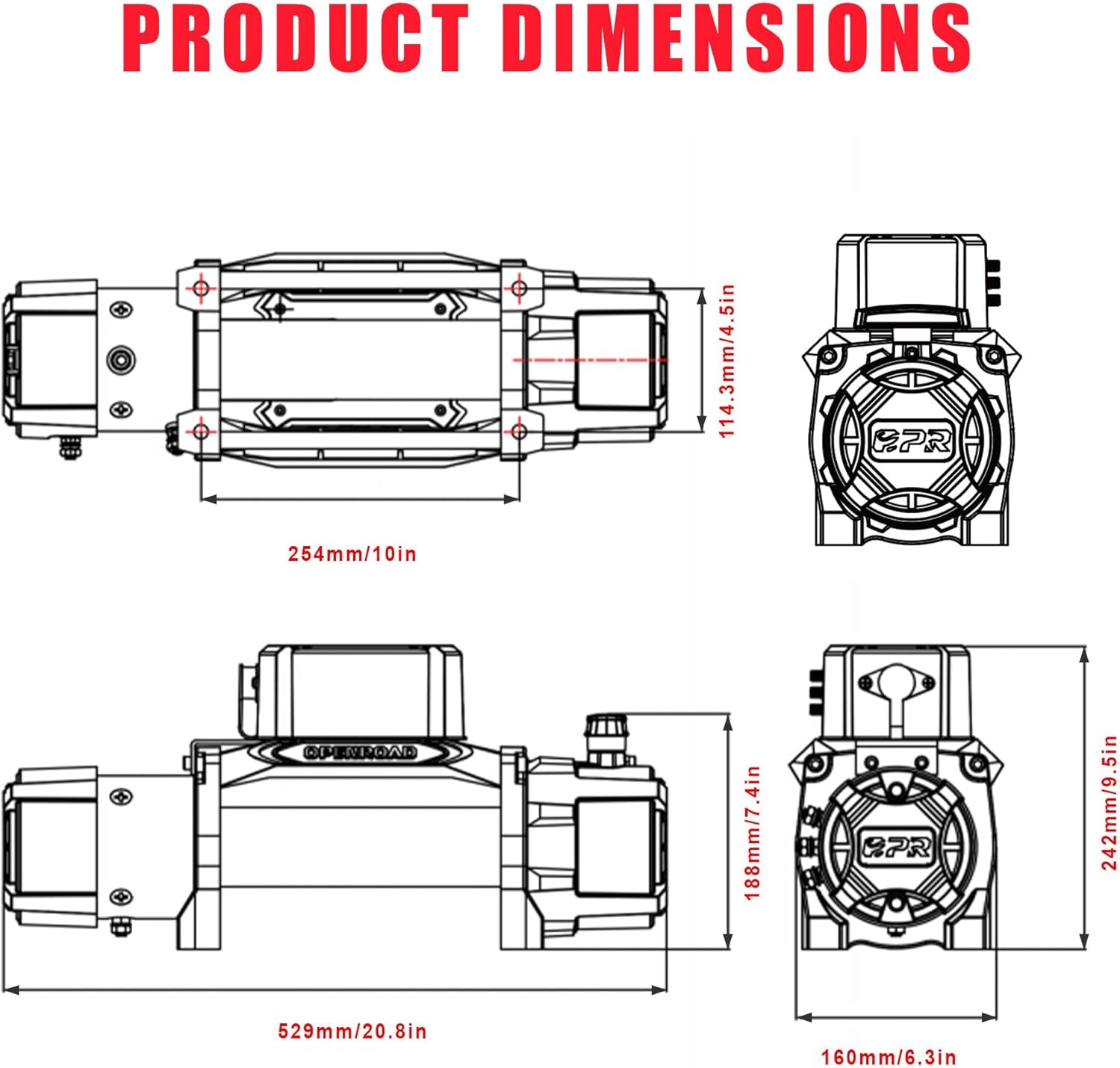 Thumbnail 6 de OPENROAD Panther Series 3S 10,000 lb Synthetic Rope Winch with Dual Wireless Remotes