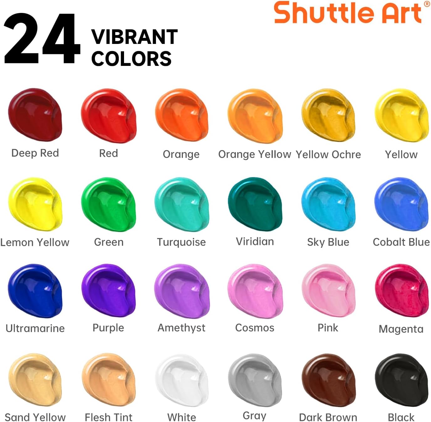 Thumbnail 2 de Shuttle Art Acrylic Paint Set – 24 colours acrylic paints (250ml each) for canvas, wood, ceramic and crafts