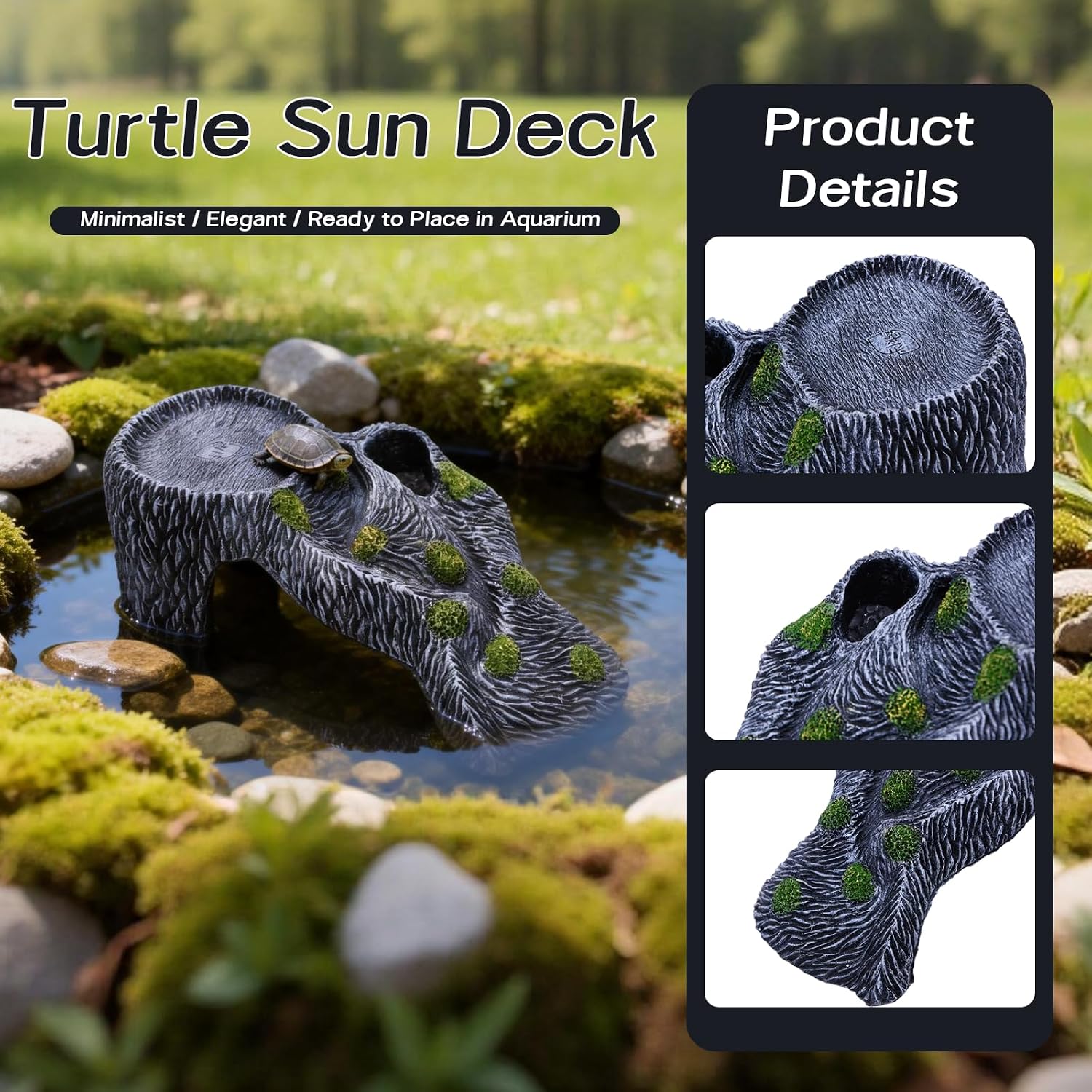 Thumbnail 3 de MC MEICHUANG Turtle Basking Platform – Resin Hideout for Turtles, Reptiles and Aquariums