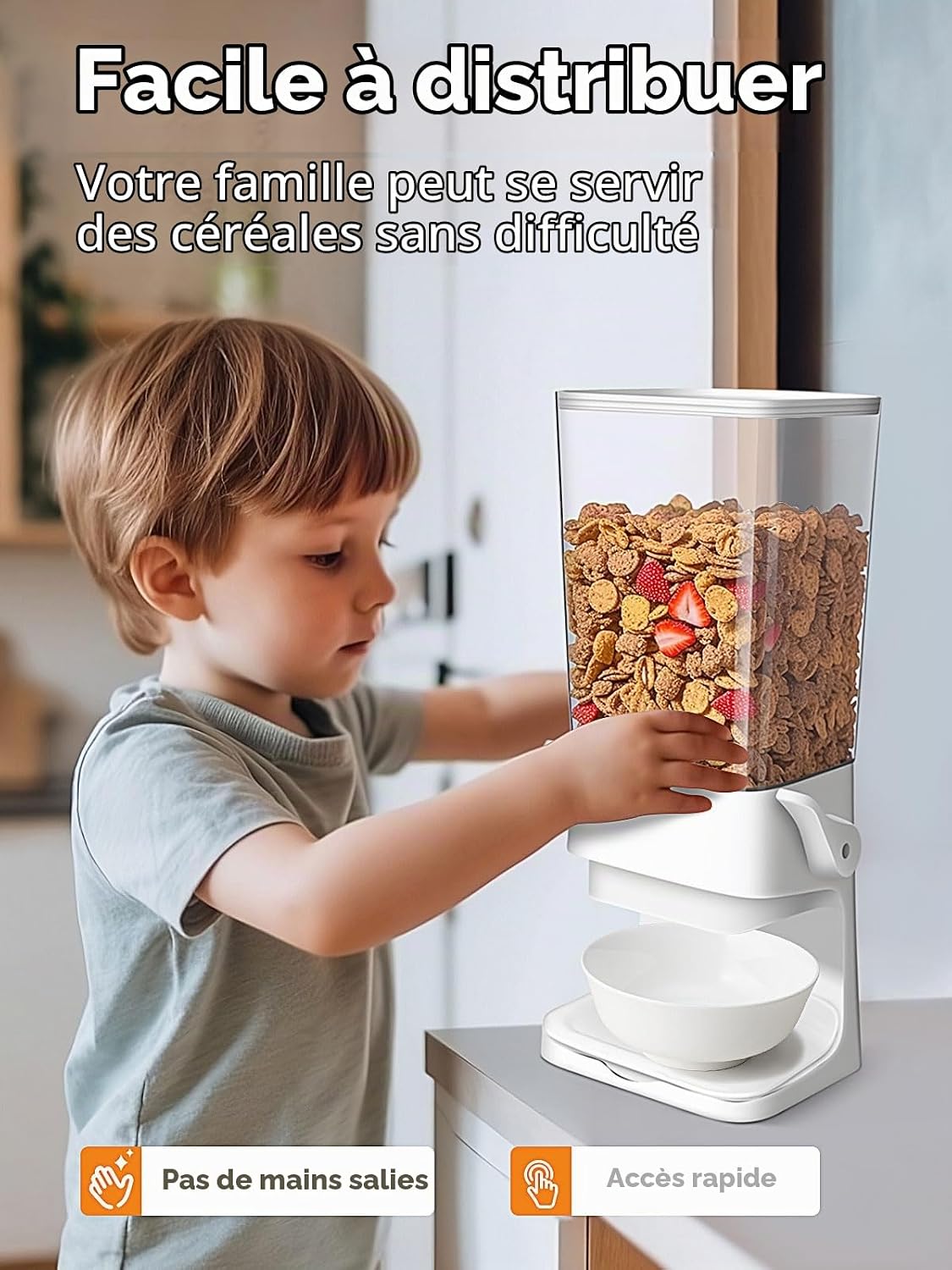 Detalle de Tokokimo Blanc granendispenser, set van 2 in wit met bediening via hendel