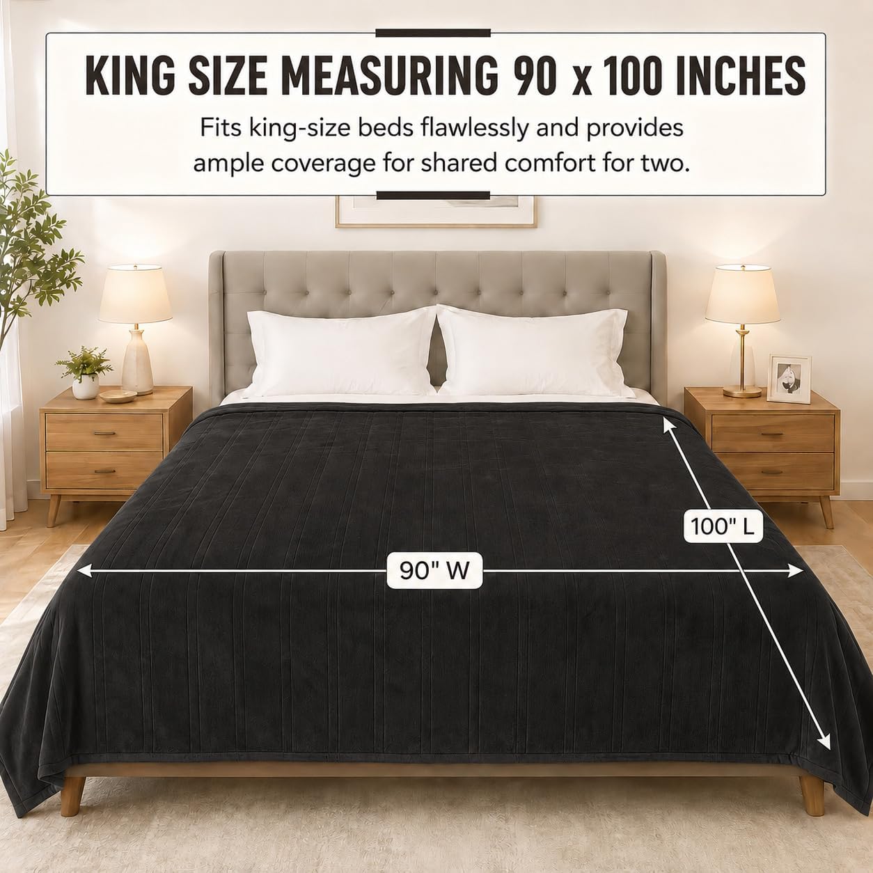 Detalle 2 de Ladung WDJ-EBA-BL-KS Electric Heated Blanket, King 90 x 100 in, 4 Settings
