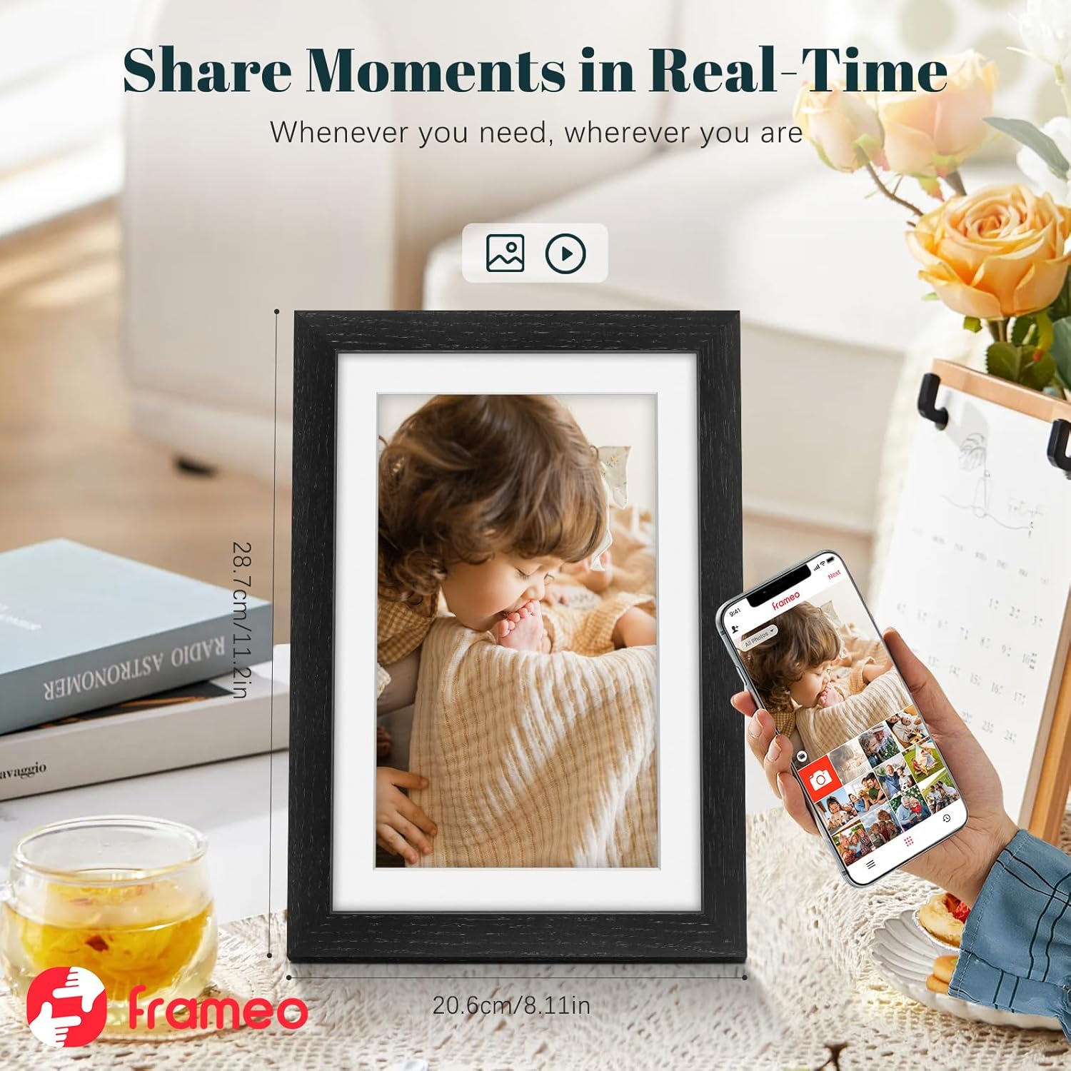 Thumbnail 6 de Digital Photo Frame WiFi Oak Wood Frame (10.1 inch) with 32GB storage and Frameo app sharing