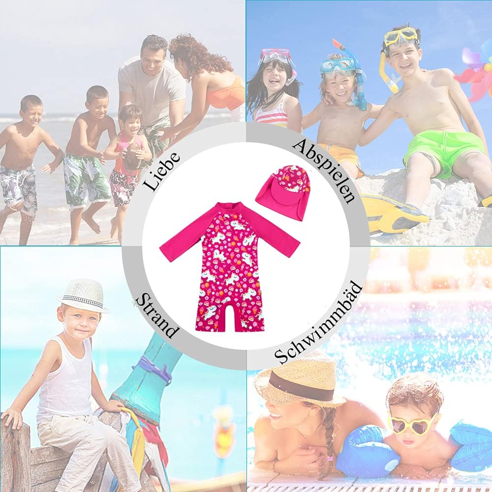 Detalle 2 de Upandfast Baby Badeanzug mit Sonnenhut UPF 50+ – sicherer UV-Schutz am Strand