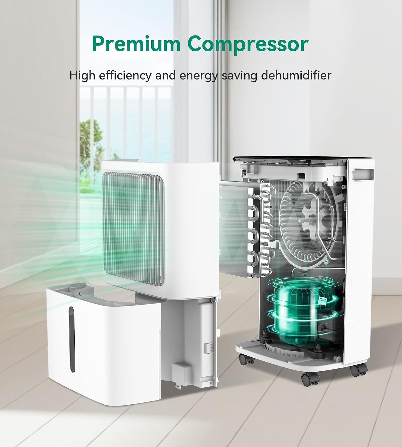 Detalle de VEAGASO VG380 Dehumidifier, 34 Pints/Day, 3 Modes, Drain Hose