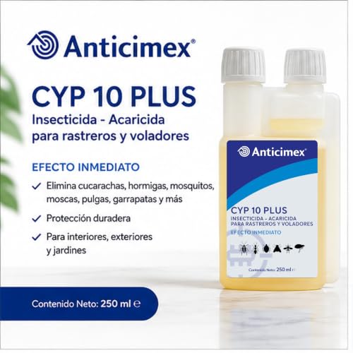 Detalle de ANTICIMEX CIPERGEN 9,3% Insecticida Concentrado 250 ml: control intensivo para rastreros y voladores