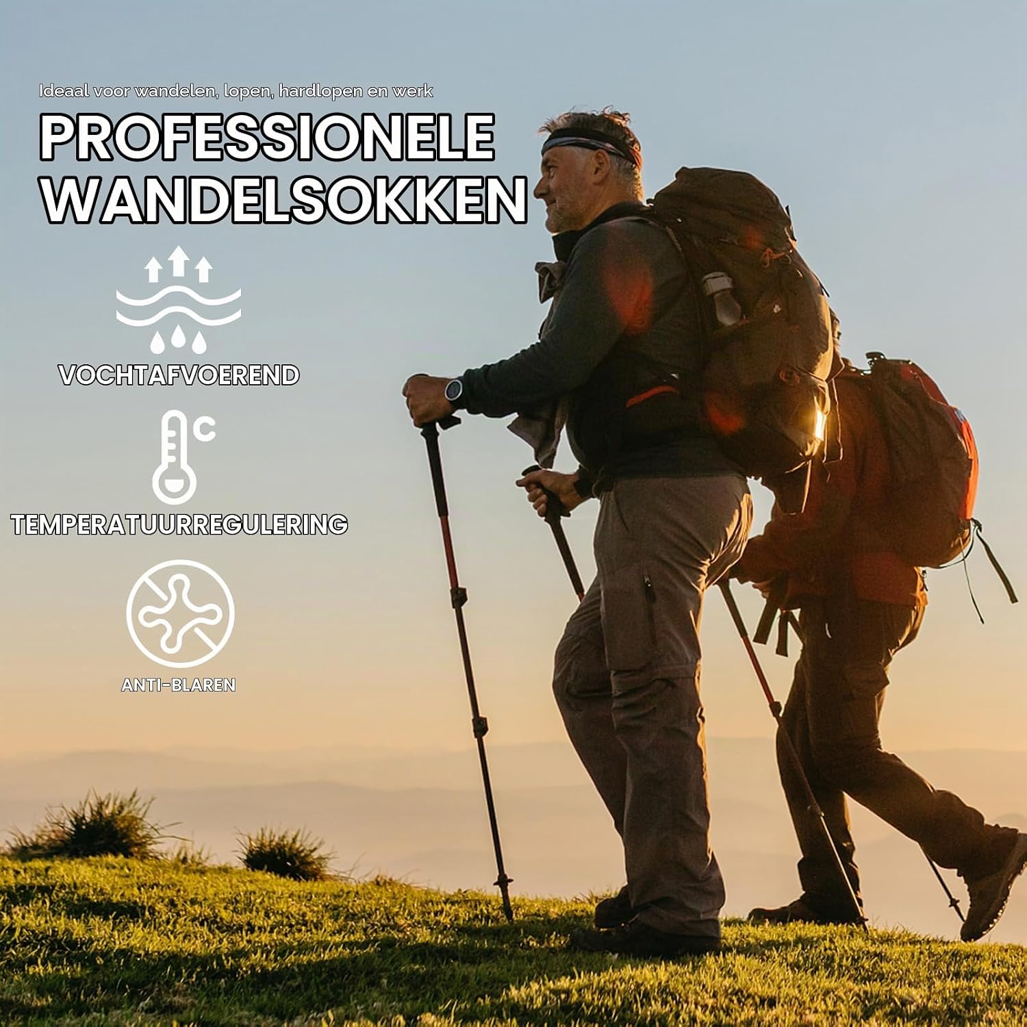 Thumbnail 4 de Niorasen merinowollen wandelsokken, uniseks voor wandelen en sport