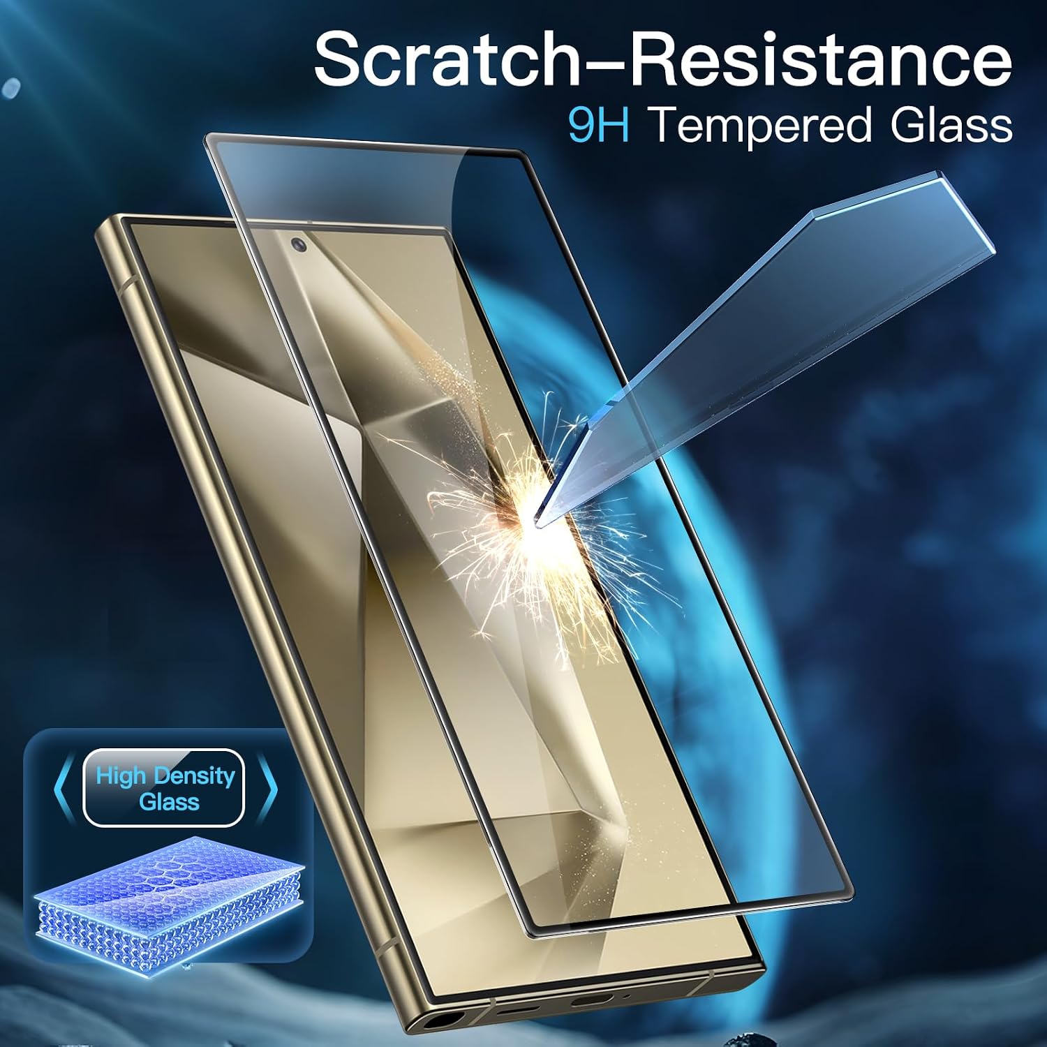 Detalle 2 de JETech Samsung Galaxy S24 Ultra skärmskydd i härdat glas, 3-pack