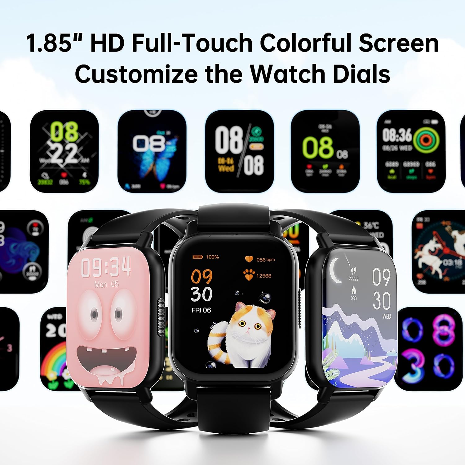 Detalle de Cillso Smart Watch for Men & Women (1.85" HD) with Bluetooth Calls, Heart Rate & Sleep Monitoring, IP68