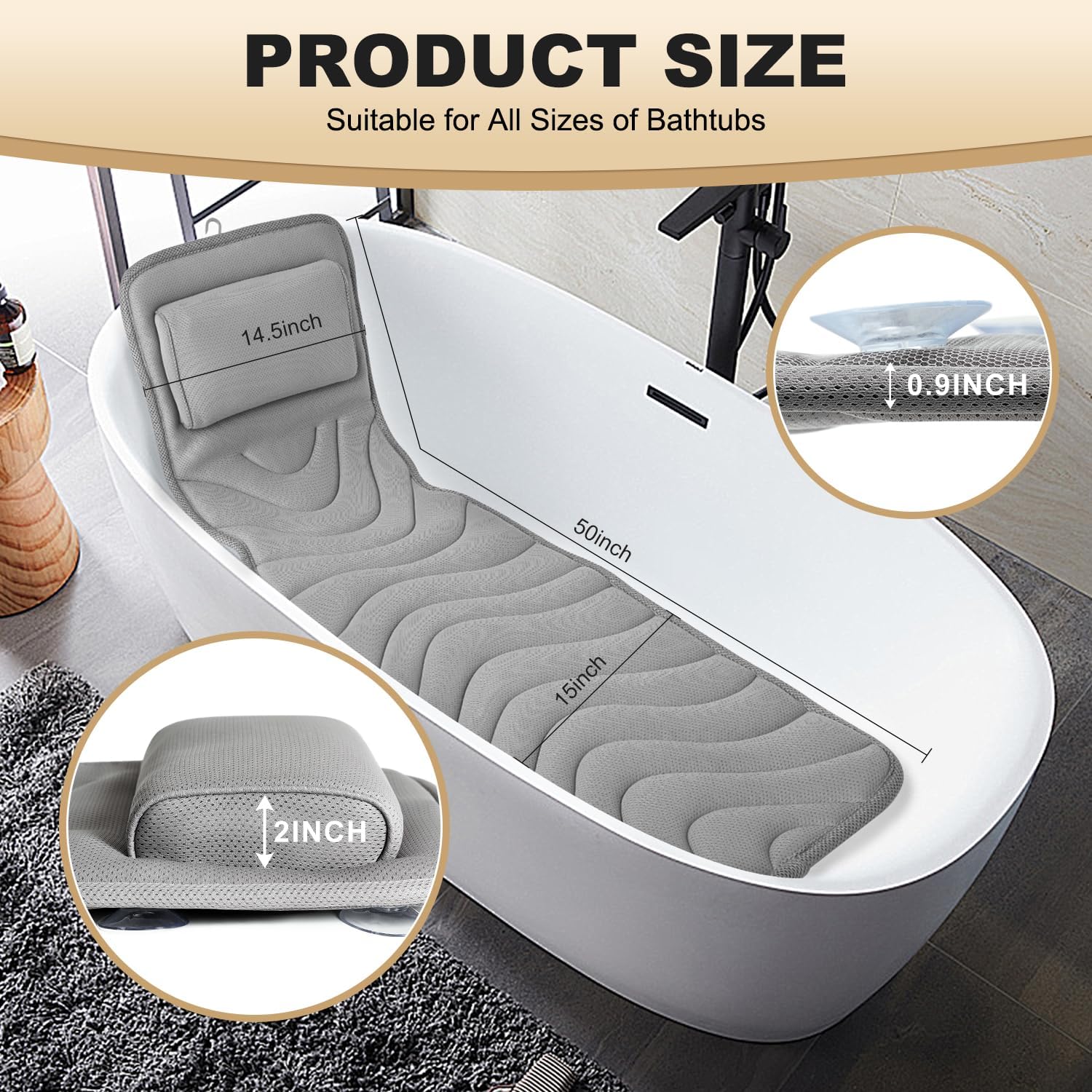 Detalle de Full Body Bath Pillow, 50 x 15 in