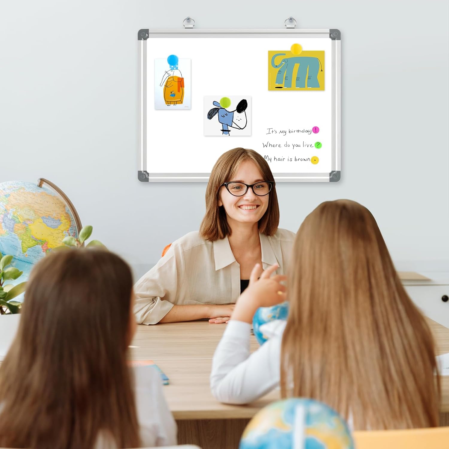 Thumbnail 6 de DOLLAR BOSS magnetisches Whiteboard (30×40 cm, A3) mit 2 Stiften, 8 Magneten & Halterung ohne Bohren
