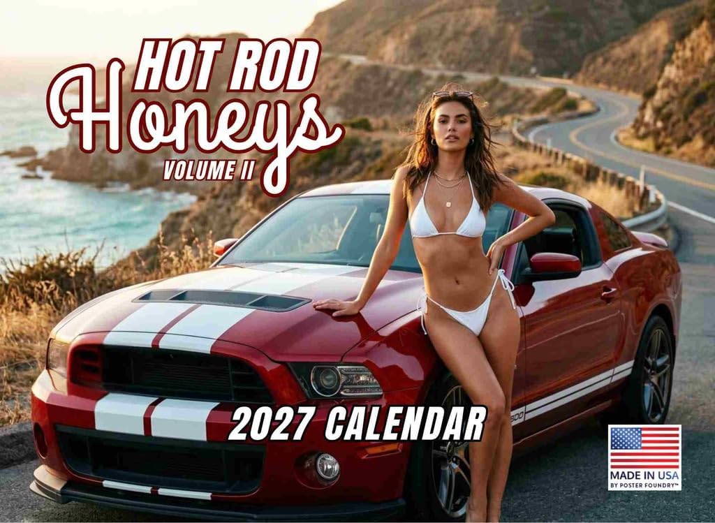 Detalle de Poster Foundry Hot Rod Honeys 2027年 壁掛けカレンダー 月間・米国製・FSC認定紙